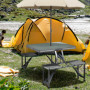 Hopfällbart Campingbord med 4 Sittplatser & Paraplyhål – Aluminium, 135 cm