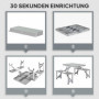 Hopfällbart Campingbord med 4 Sittplatser & Paraplyhål – Aluminium, 135 cm