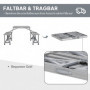 Hopfällbart Campingbord med 4 Sittplatser & Paraplyhål – Aluminium, 135 cm
