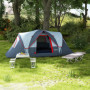 Hopfällbart Campingbord med 4 Sittplatser & Paraplyhål – Aluminium, 135 cm