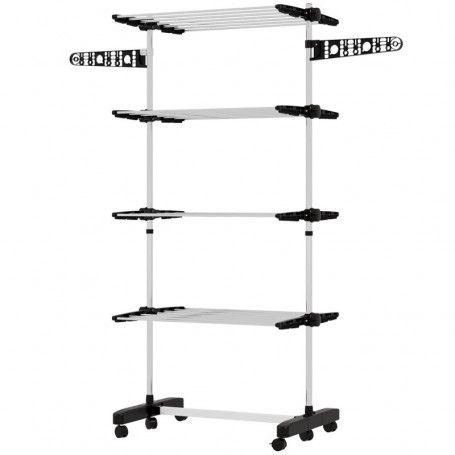 Torkställning 5 Nivåer Hopfällbar 142 x 55 x 172 cm Svart - Silver