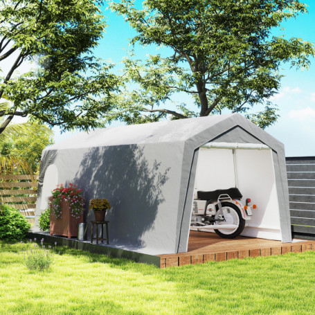 Trädgårdsbod - Pop-up Garage - Verktygstält 300 x 597 x 257 cm, ljusgrå