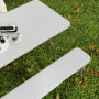 Hopfällbart Campingbord med Bänkar 180 x 74 x 74 cm Vit