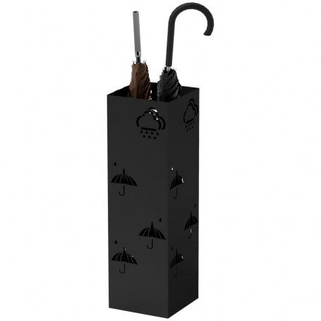 Paraplyställ Fyrkant Metall 15,5 x 15,5 x 49 cm Svart