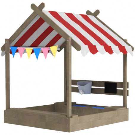 Sandlåda med Solskydd, Lekstuga Design 124 x 116 x 146 cm, Grå