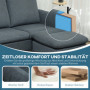 Soffa 3-sits med Flyttbar Fotpall Tygklädsel Mörkgrå 196 x 140 x 88 cm