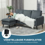 Soffa 3-sits med Flyttbar Fotpall Tygklädsel Mörkgrå 196 x 140 x 88 cm