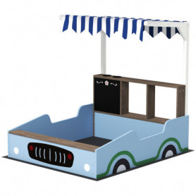 Sandlåda för barn Bil-formad med bänk och kapell – 108 cm