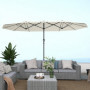 Dubbel Parasoll med Handvev 436 x 260 cm Beige