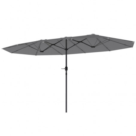 Dubbel Parasoll med Handvev 436 x 260 cm Mörkgrå