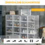 Skoskåp med 18 Fack 28 x 36 x 21 cm DIY Plast Transparent
