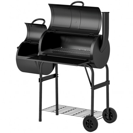Kolgrill med Lock och Termometer på Hjul