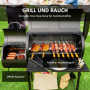 Kolgrill med Lock och Termometer på Hjul
