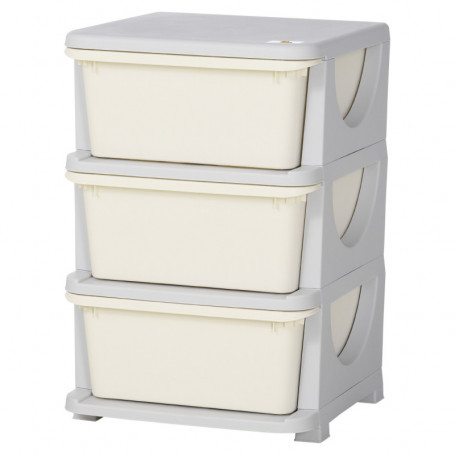 Barnrum Förvaring med 3 Lådor Plast Vit 37 x 37 x 56 cm