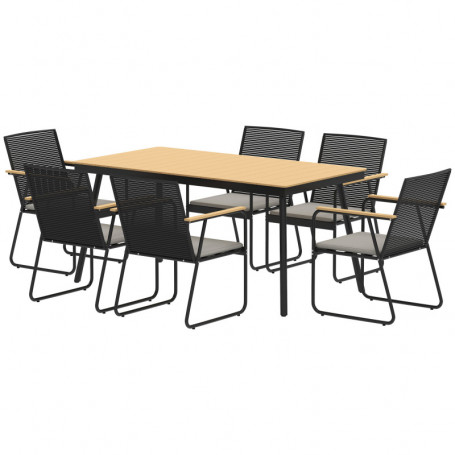 Utegrupp - Mattgrupp 6 Stolar och Bord Metall Svart