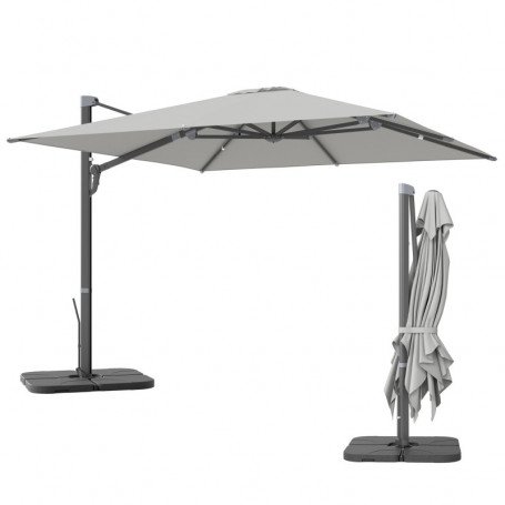 Fribärande Parasoll 300 cm – 360° Rotation, Lutningsbar med Ventilation
