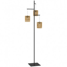Solcellsdriven Golvlampa med 3 Hängande Rotting Lyktor – IP44, 178 cm