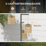 Solcellsdriven Golvlampa med 3 Hängande Rotting Lyktor – IP44, 178 cm