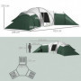 Campingtält för 6 - 9 Personer 4 Rum 615 x 615 x 225 cm Grön