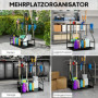 Förvaringsställ för Trädgårdsredskap med 3 Nivåer & G-krokar – Meta...