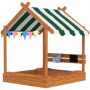 Sandlåda med Solskydd, Lekstuga Design 124 x 116 x 146 cm, Grön