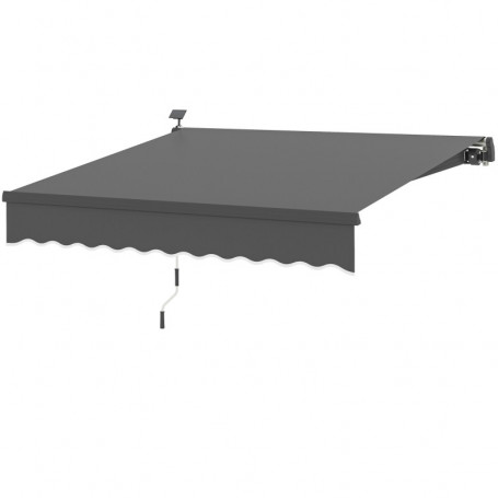 Vägg Markis med Solcell LED & Justerbar Lutning – 295 x 250 cm, UPF50+ Skydd