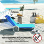 Solstol Set med Solskydd – 2 Fällbara Strandsäng med Justerbart Ryggstöd & Hjul, Blå