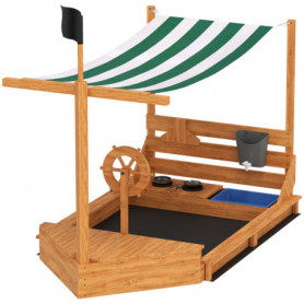 Sandlåda Skepp-formad med Lekkök 180 x 103 x 144,5 cm Grön