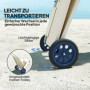 Solstol Set med Solskydd – 2 Fällbara Strandsäng med Justerbart Ryggstöd & Hjul, Beige