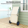 Solstol Set med Solskydd – 2 Fällbara Strandsäng med Justerbart Ryggstöd & Hjul, Beige