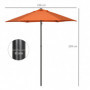 Parasoll Ø196 cm Hopfällbar Orange