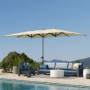 Dubbelparasoll 4,5 m med Vev, Beige – UPF50+ Solskydd & Aluminiumram