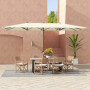 Dubbelparasoll 4,5 m med Vev, Beige – UPF50+ Solskydd & Aluminiumram