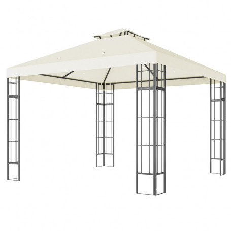 Paviljong 3 x 3 m – UV-skydd, Tvåvåningstak & Stabil Metallram, Beige