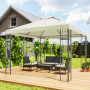 Paviljong 3 x 3 m – UV-skydd, Tvåvåningstak & Stabil Metallram, Beige