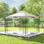 Paviljong 3 x 3 m – UV-skydd, Tvåvåningstak & Stabil Metallram, Beige