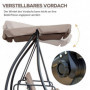 Gungbänk med Liggfunktion, Hammock 3-sits 200x 125 x 170 cm, Beige