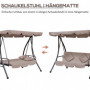 Gungbänk med Liggfunktion, Hammock 3-sits 200x 125 x 170 cm, Beige