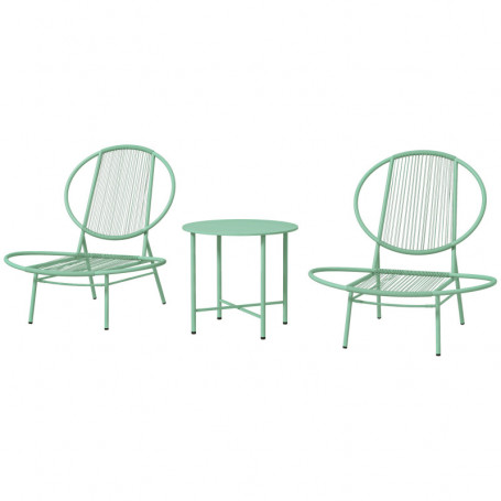 Caféset 2 Stolar och Bord Ergonomiska Design Grön