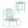 Caféset 2 Stolar och Bord Ergonomiska Design Grön