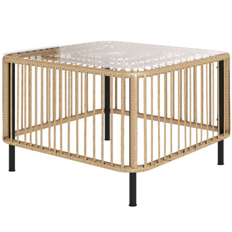 Trädgårdsbord med Solstråle-Rotting och Härdat Glas – 65 x 65 x 43 cm