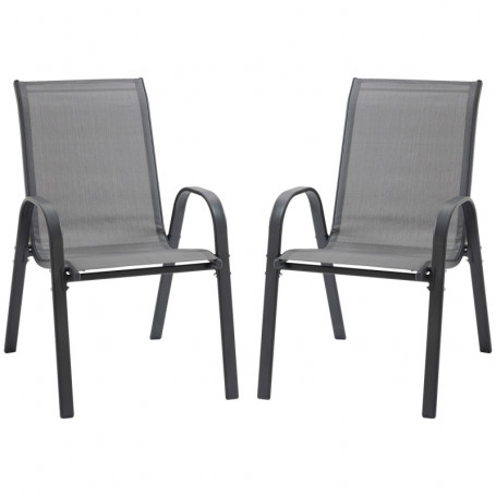 Trädgårdsstolar 2-pack med Metallram och Meshtyg – 70 x 54 x 90 cm
