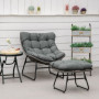 Loungefåtölj med Pall i Rottinglook och Metallram Mörkgrå – 69 x 76 x 70 cm