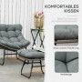 Loungefåtölj med Pall i Rottinglook och Metallram Mörkgrå – 69 x 76 x 70 cm