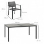 Ute Matgrupp med 4 Stapelbara Stolar och Bord i Trälook – 150 x 87 x 72 cm