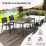Ute Matgrupp med 4 Stapelbara Stolar och Bord i Trälook – 150 x 87 x 72 cm