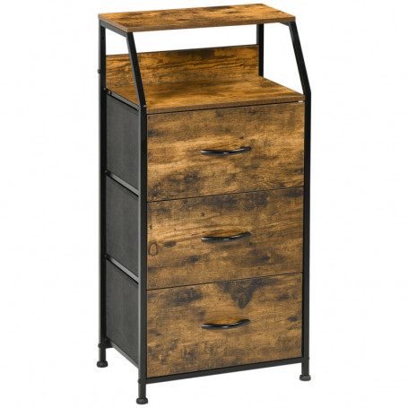 Förvaringsbyrå Industriell med 3 Lådor & Hyllor – 44 x 29 x 92 cm, Vintage Brun