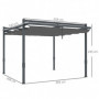Pergola med Infällbar Tak – UV-skydd & Aluminiumram, 358 cm