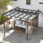 Pergola med Infällbar Tak – UV-skydd & Aluminiumram, 358 cm
