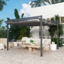 Pergola med Infällbar Tak – UV-skydd & Aluminiumram, 358 cm